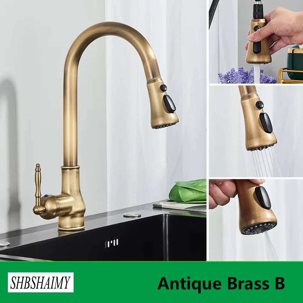 SHBSHAIMY Kitchen Faucet Pull Out 360 Degree Swivel Hot Cold