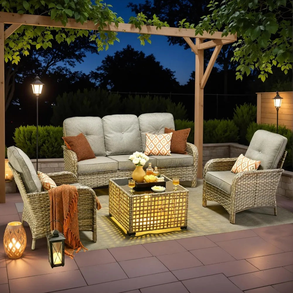 Angduo Outdoor Patio Furniture Set With Glowing Table