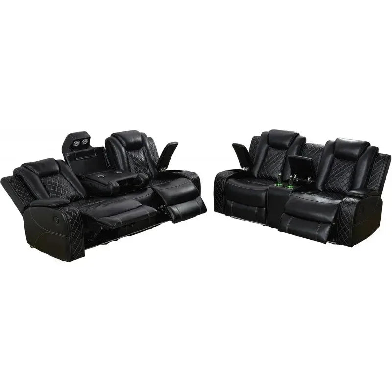 YUJINGXI RPD4 UltraPremiumLeatherUpholstery U Shaped Power Recliner Sofa Set LivingRoom