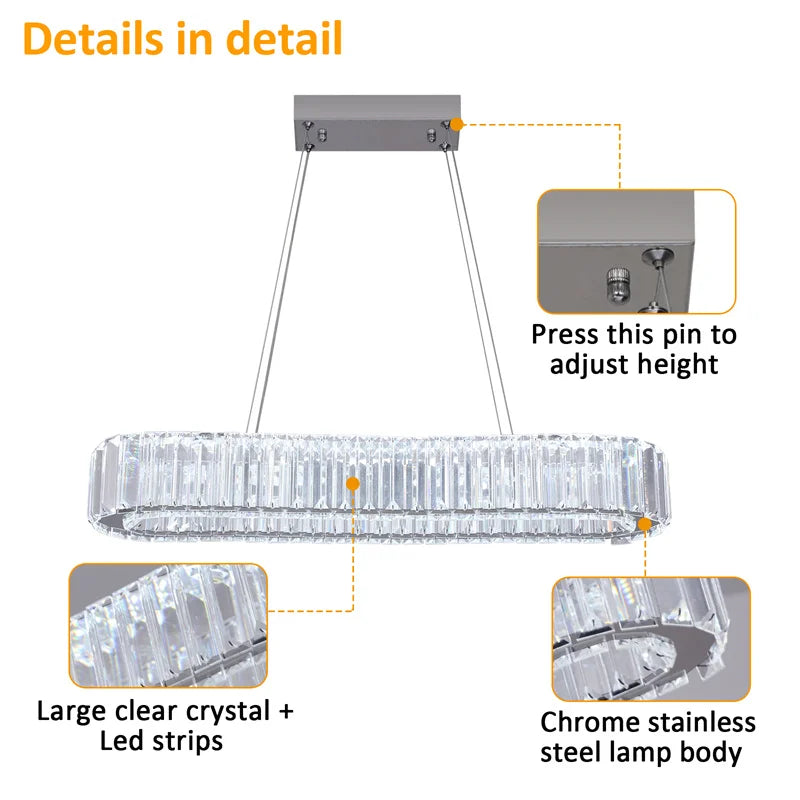 GreeLustr Modern Crystal Chandelier Dining Light Fixture