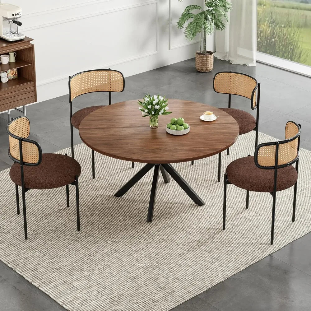 ANGDUO Mid Century Dining Table And Chairs Set For Four