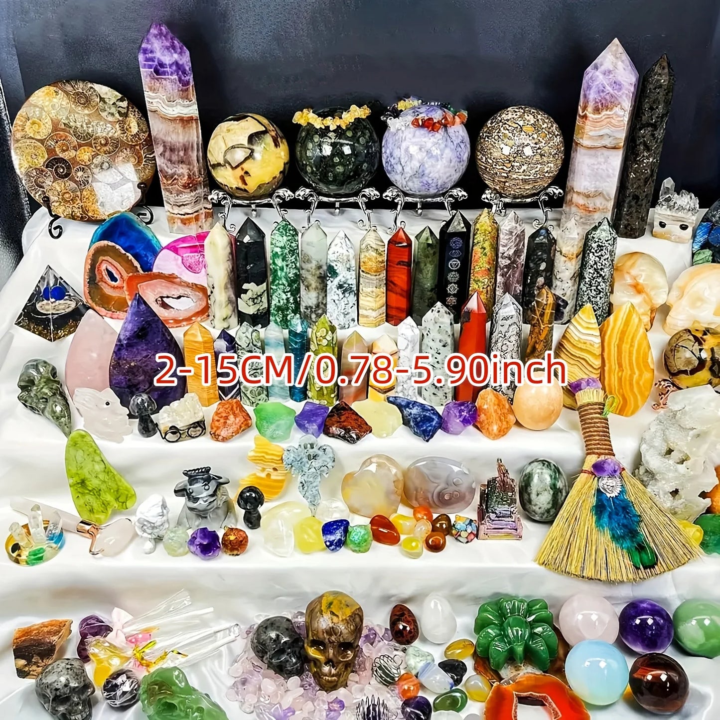 CrystalHola Mixed Stone Gift Box With Towers Spheres Carvings
