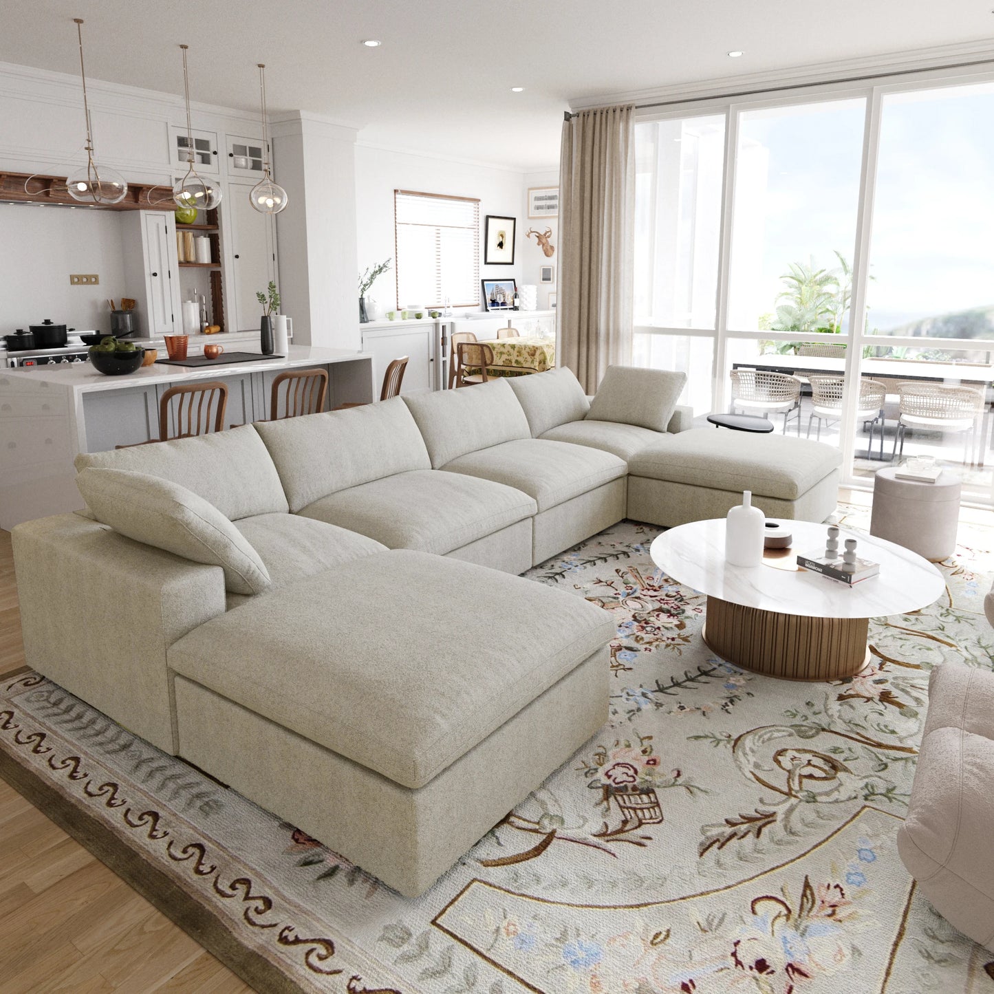 Sdorens Modular Convertible Cloud USShaped Sofa With Removable Covers