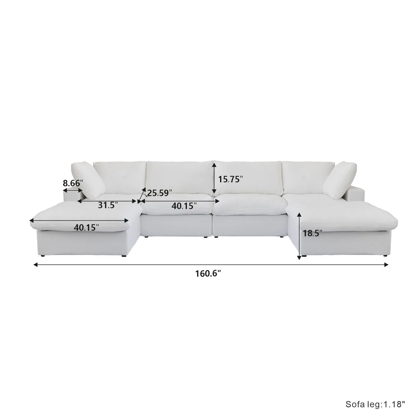 Sdorens Modular Convertible Cloud USShaped Sofa With Removable Covers