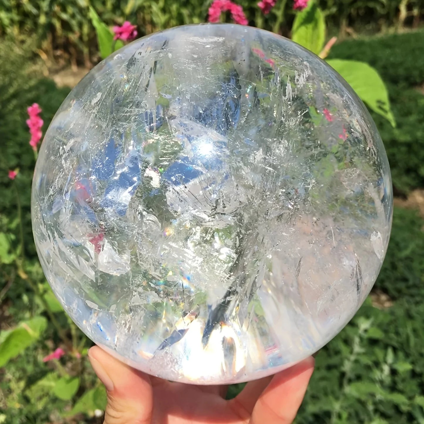 CrystalHola Clear Quartz Crystal Sphere Home Decor Gift