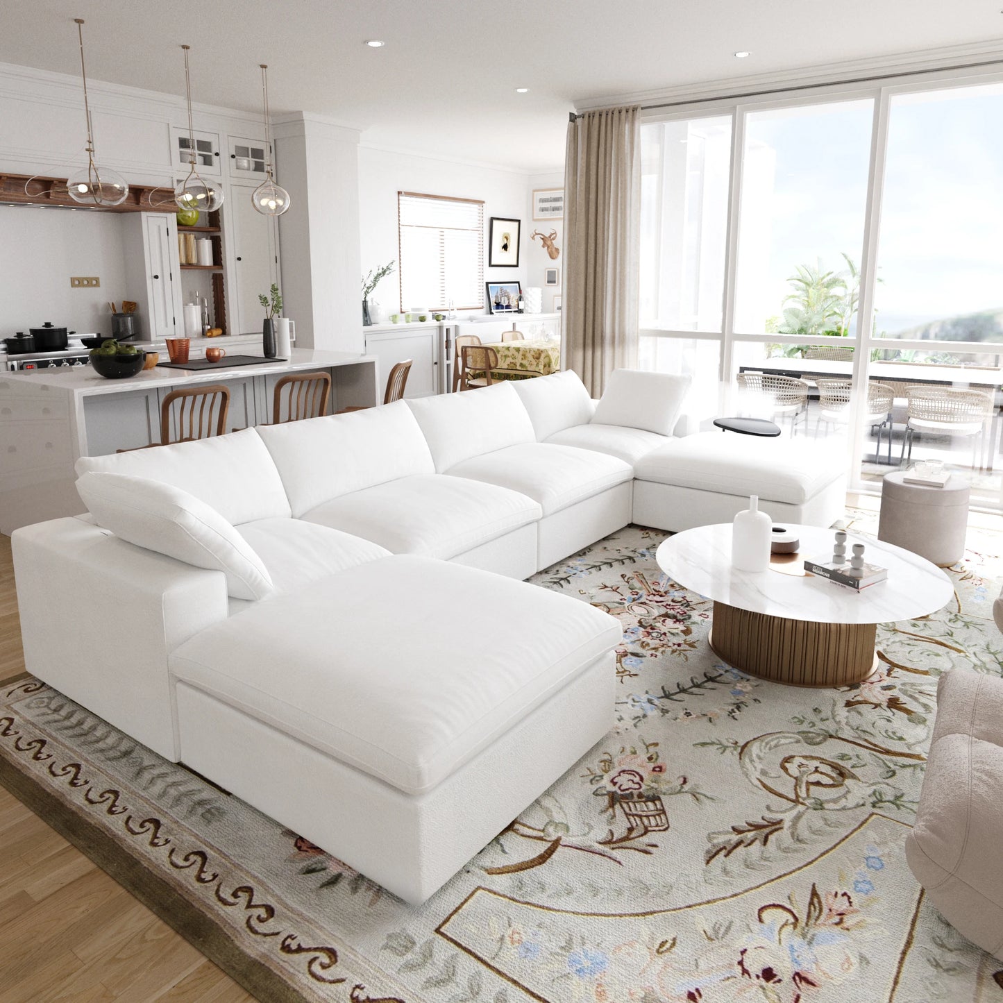 Sdorens Modular Convertible Cloud USShaped Sofa With Removable Covers