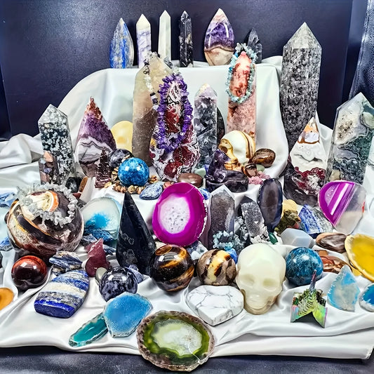 CrystalHola Mixed Stone Gift Box With Towers Spheres Carvings