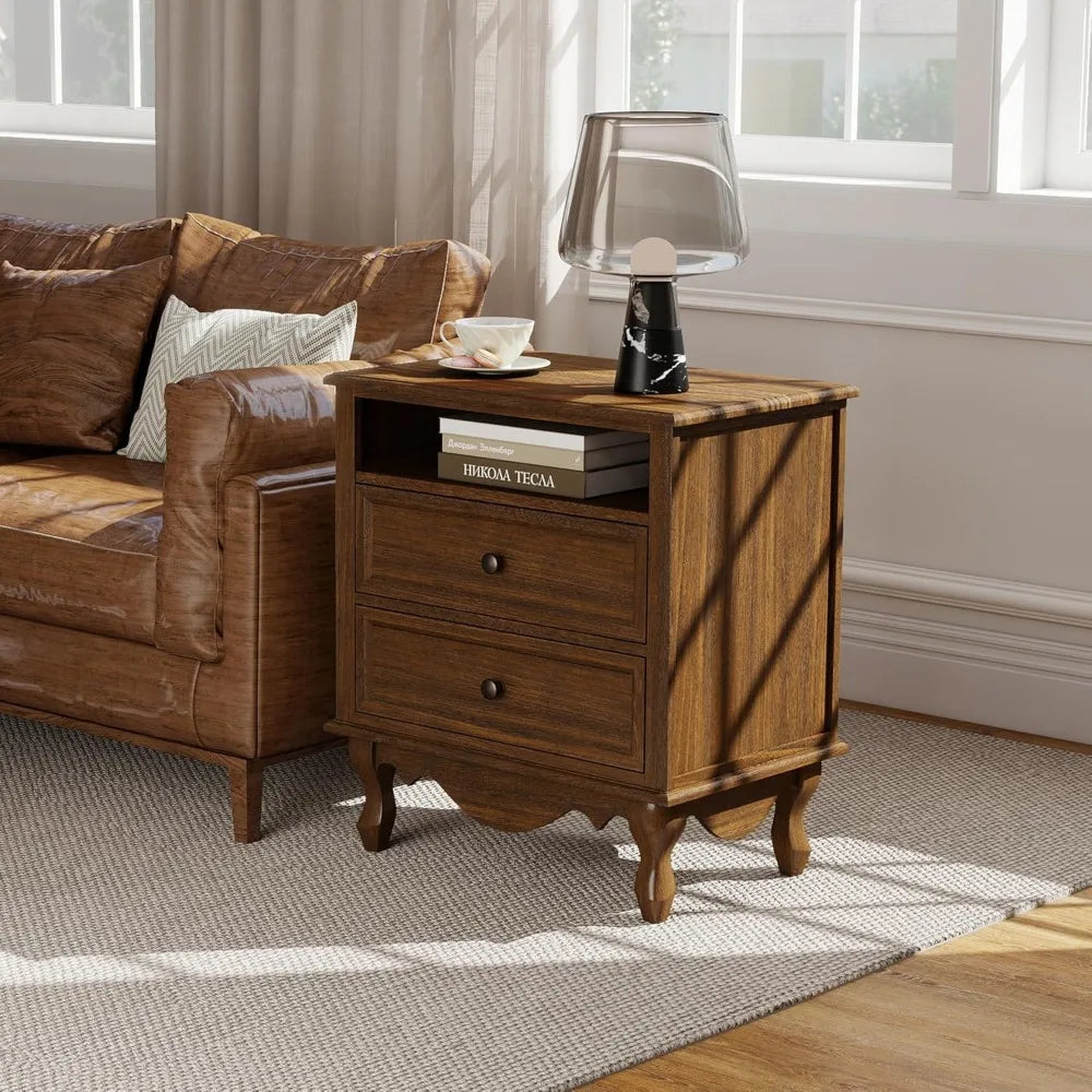 XIAOLANG Solid Wood Nightstands Set of 2 Storage Drawers