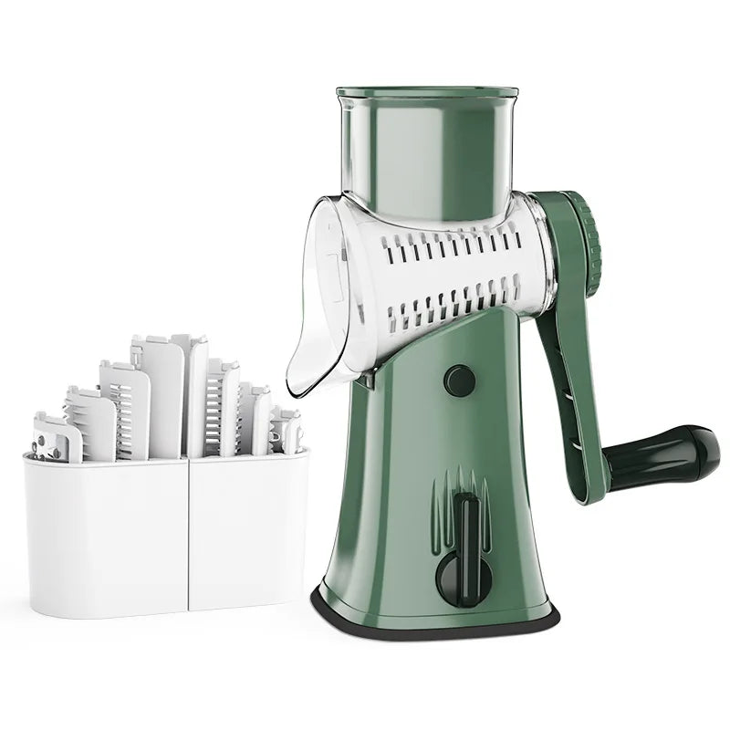 LMETJMA 5-In-1 Rotary Cheese Grater Shredder With Julienne Slicer