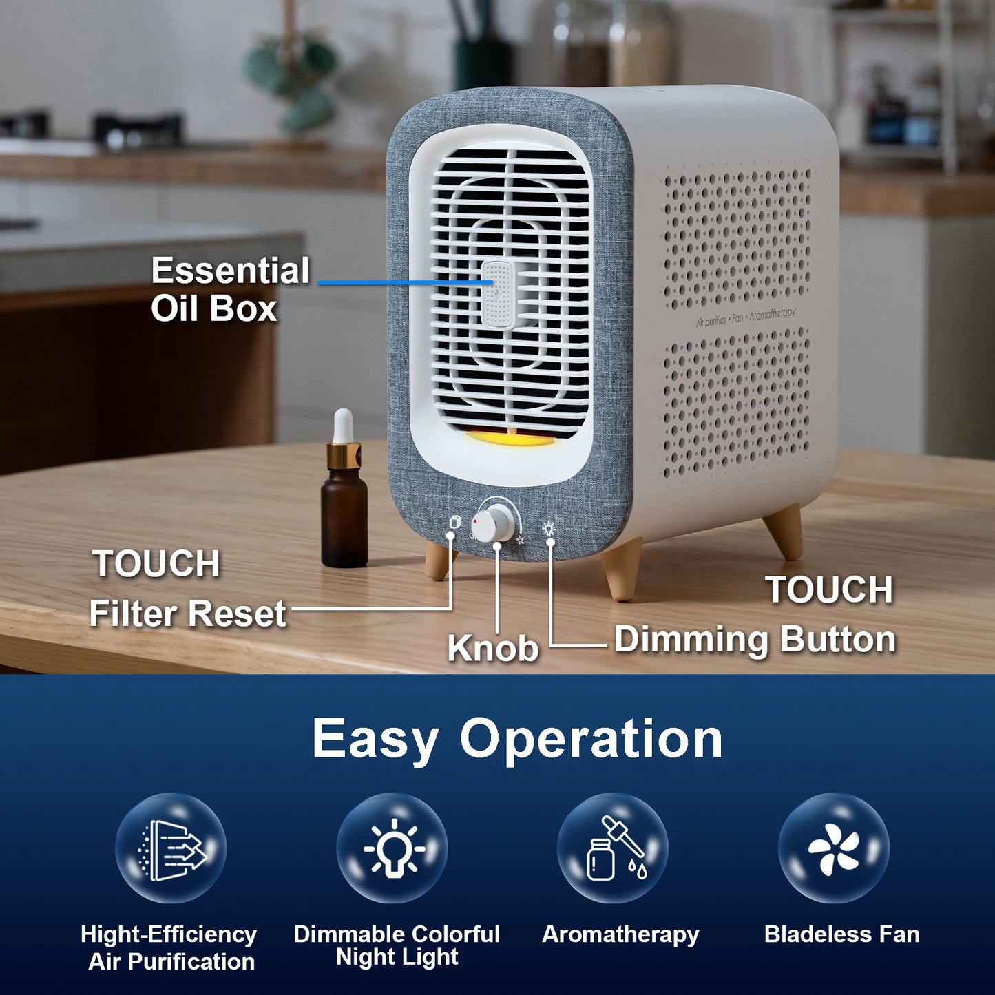 Jafanda Air Purifier for Home Bedroom HEPA Activated Carbon
