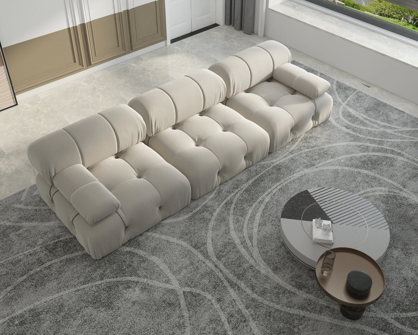 Sdorens Minimalist Velvet Modular Sectional Sofa Set 3 Seats