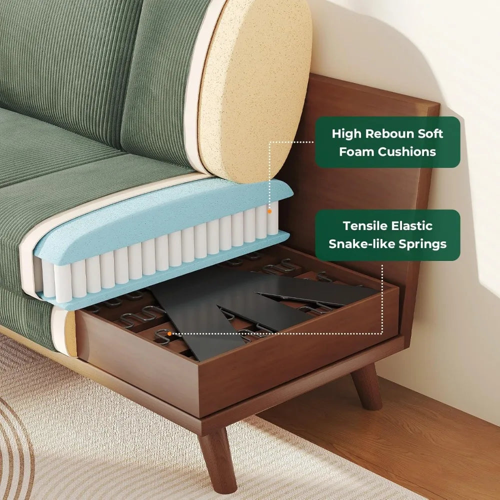 Vesgantti Loveseat Sofa With Corduroy Cushion And Solid Wood Frame