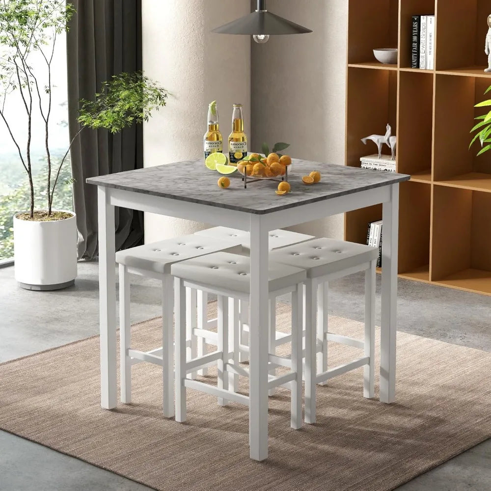 DAFIFY Dining Table Set For 4 With Four Bar Stools