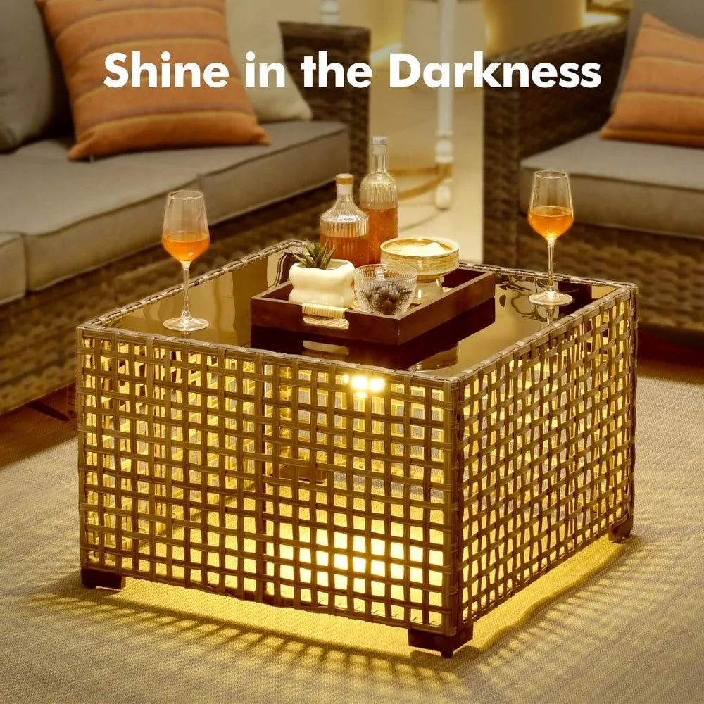 Angduo Outdoor Patio Furniture Set With Glowing Table