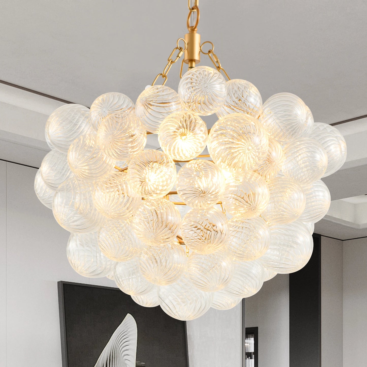 ARLGSITE Pendant Light Chandelier With Glass Globe