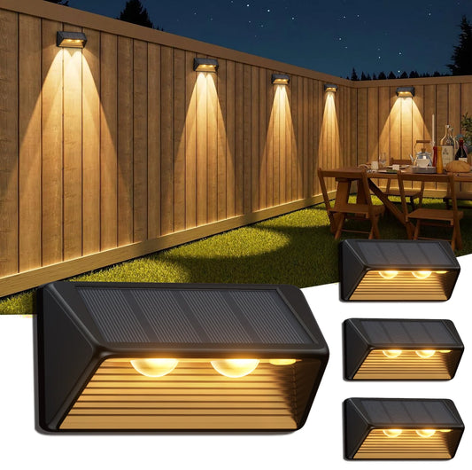 KPSTEK Solar Fence Lights And Step Lights LED Warm Cool White For Walls