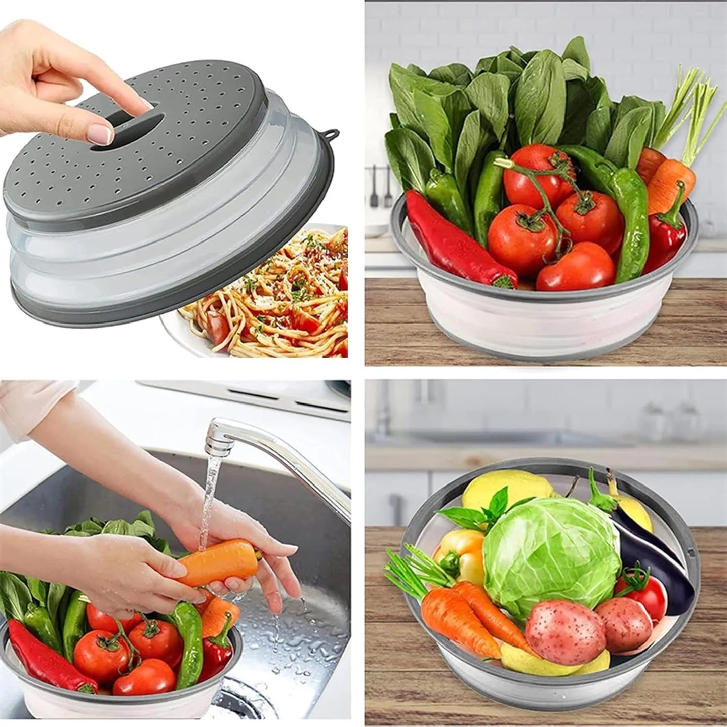 Microwave Splatter Cover Collapsible Lid Heat Resistant PP Guard