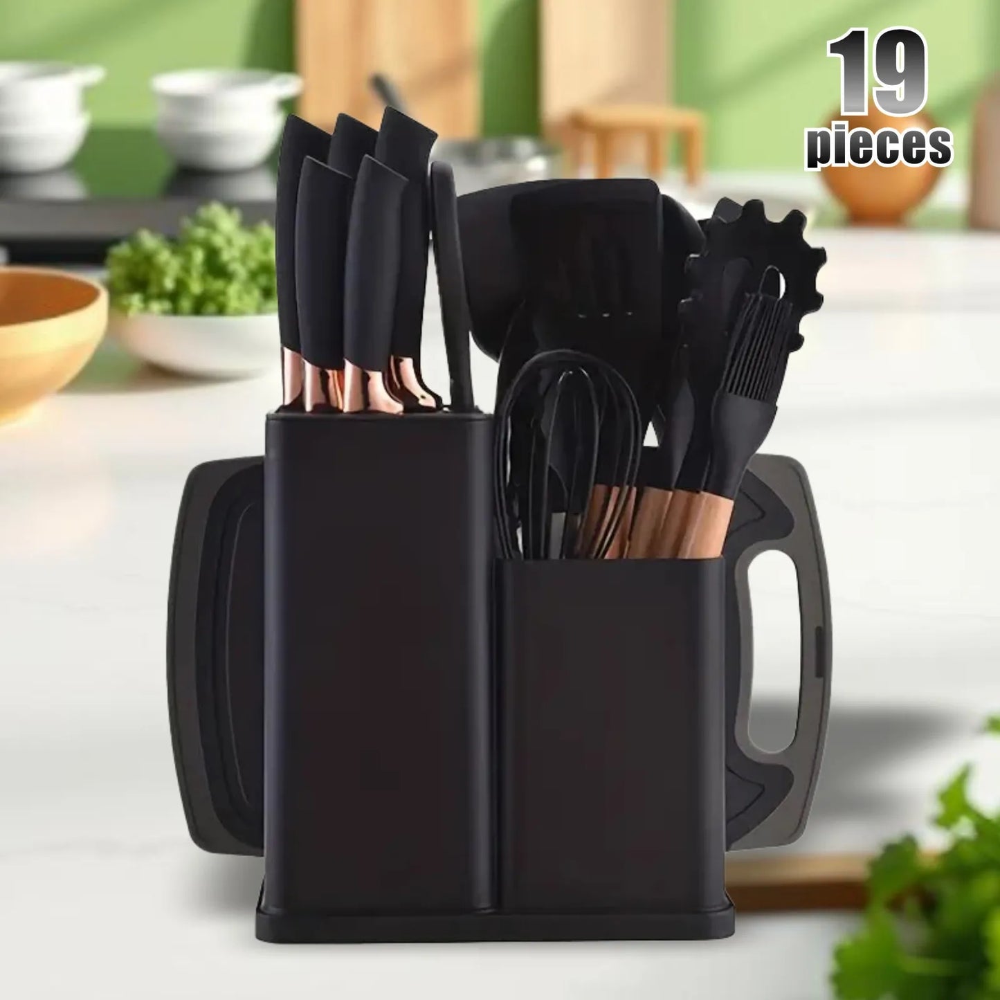 High Carbon Stainless Steel Kitchen Knife Set With Knife Holder