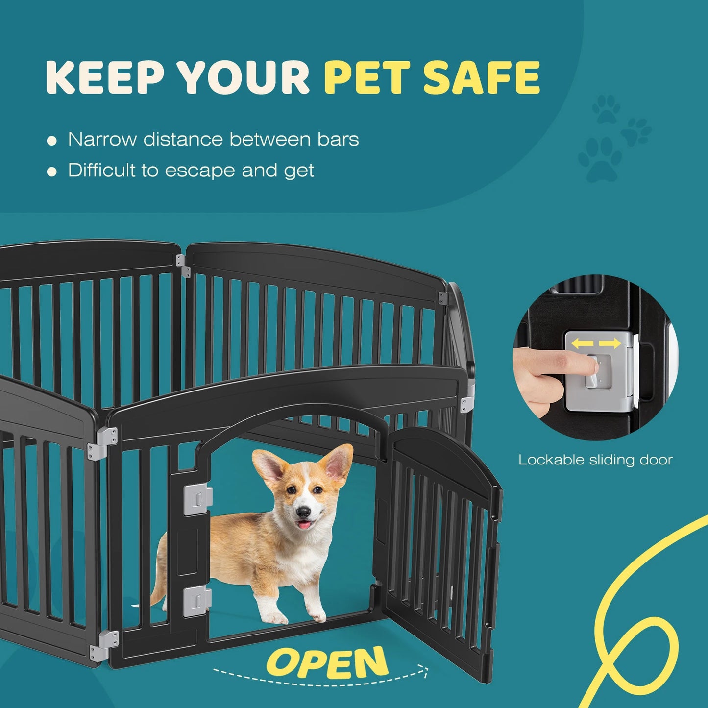 JHK Plastic Dog Playpen Expandable Indoor Outdoor Fence
