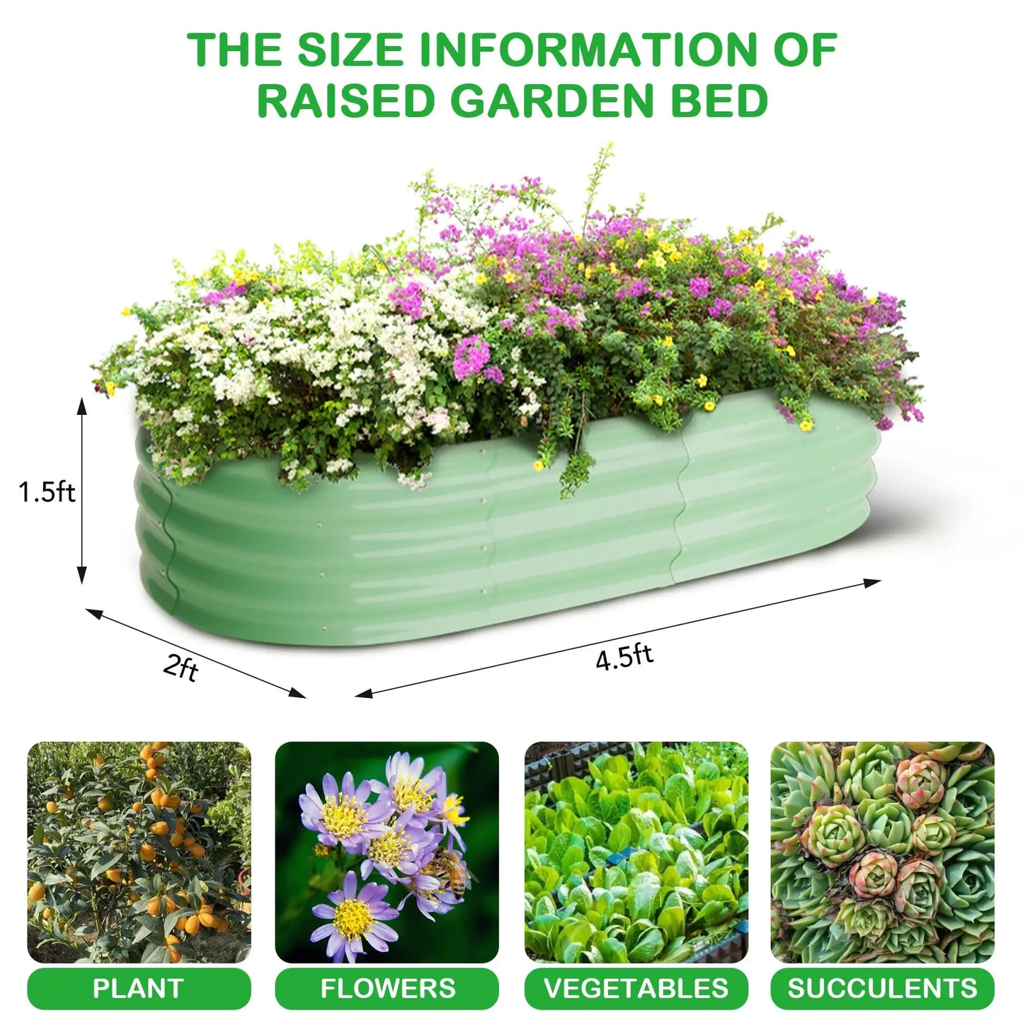 HiMISS Galvanized Steel Raised Garden Bed Two Pack Open Base