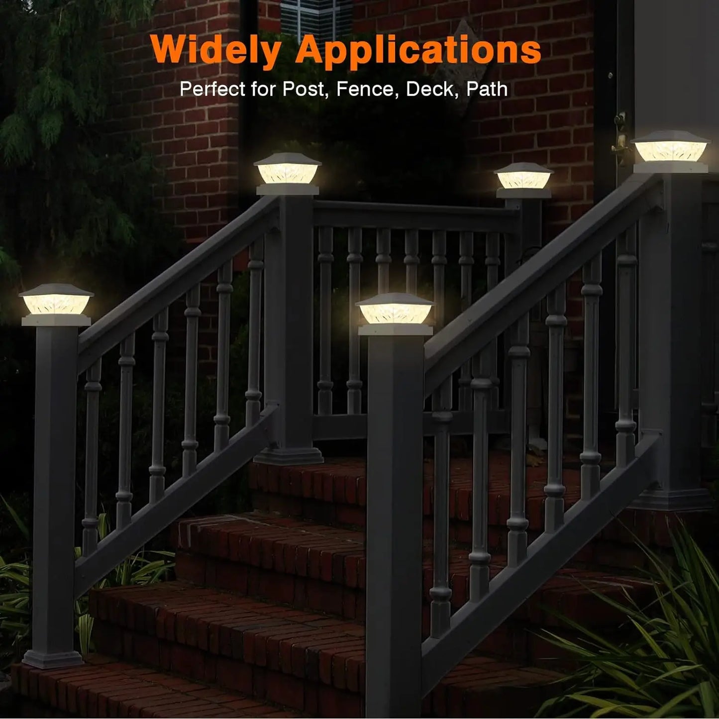 KPSTEK Solar Post Lights 2-Mode Bright LED for Deck Posts