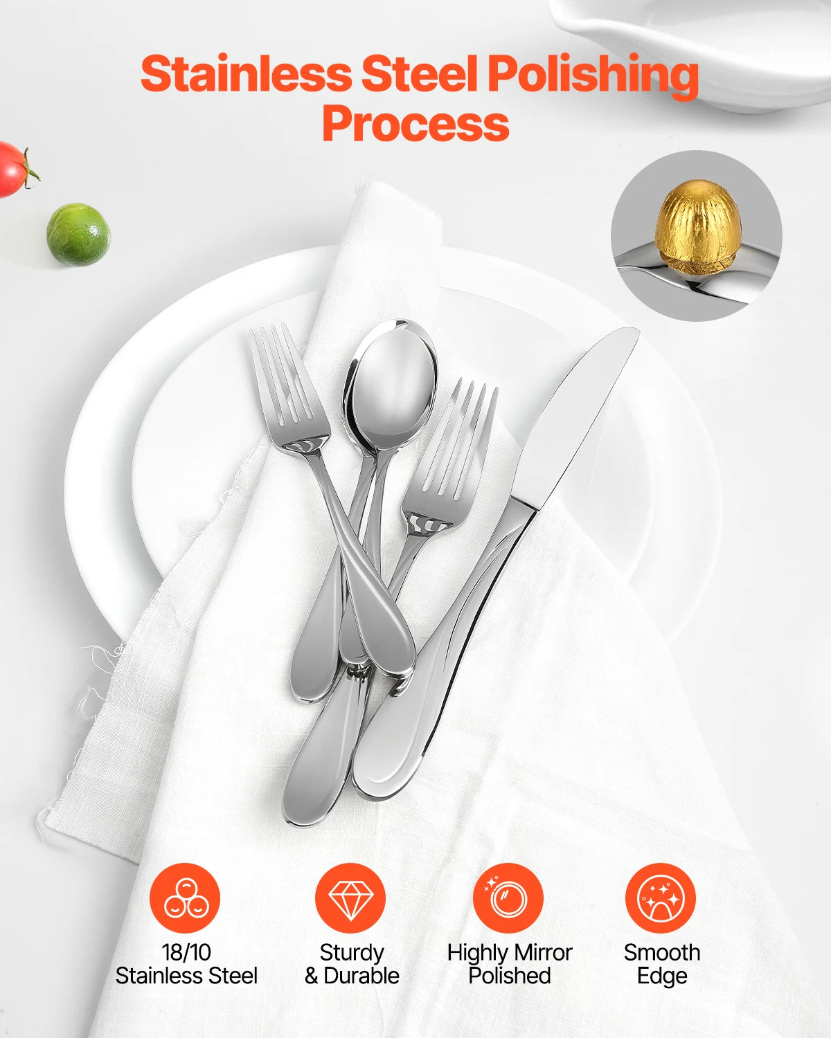 Vevor Silverware Set Stainless Flatware Mirror Utensils