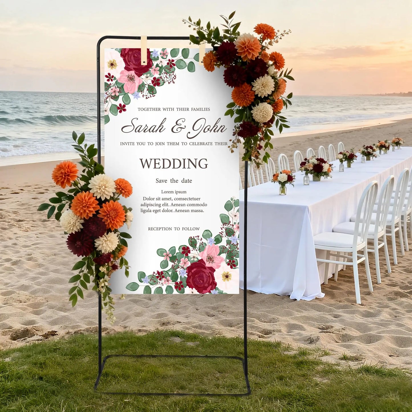 HiMISSCN Adjustable Metal Welcome Sign Easel Holder for Weddings