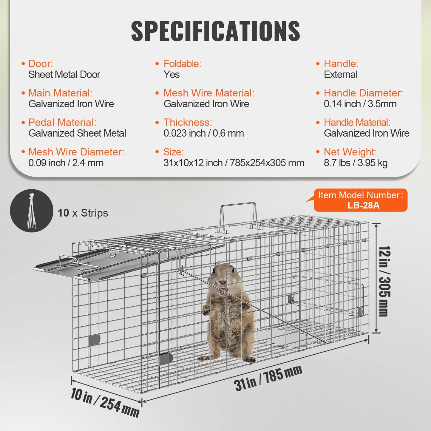 SucceBuy Live Animal Cage Trap Humane Rodent Catcher With Handle