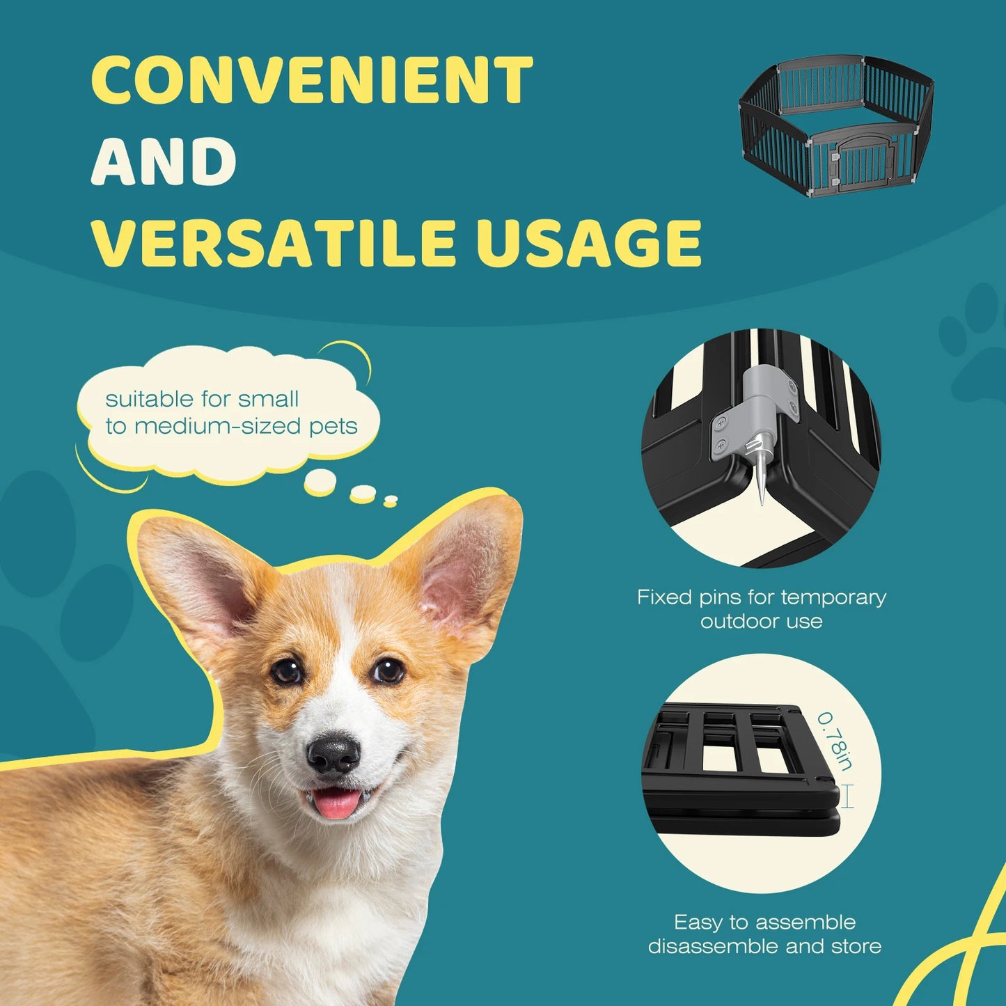 JHK Plastic Dog Playpen Expandable Indoor Outdoor Fence