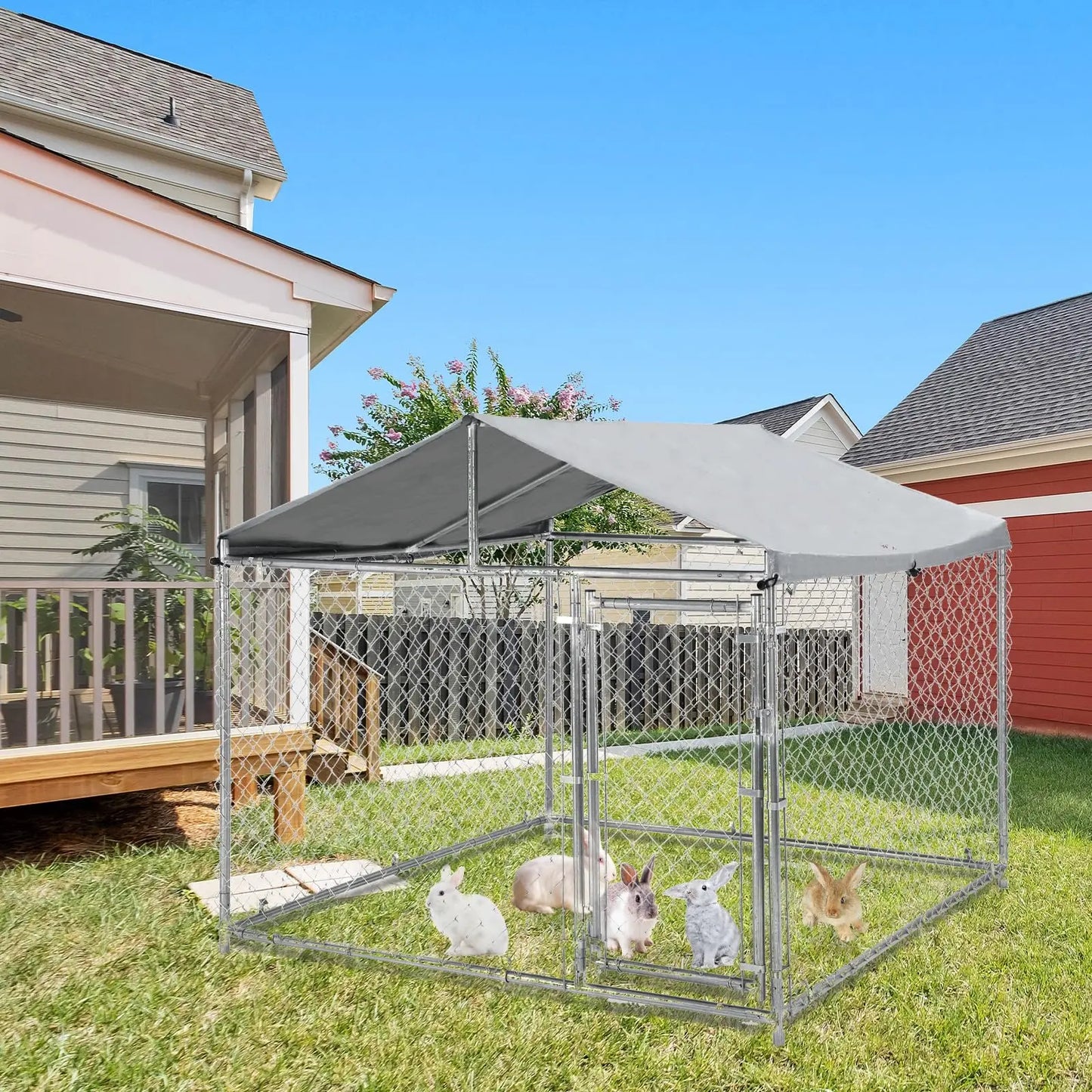 HiMISS Heavy Duty Metal Dog Kennel With Waterproof UV Cover