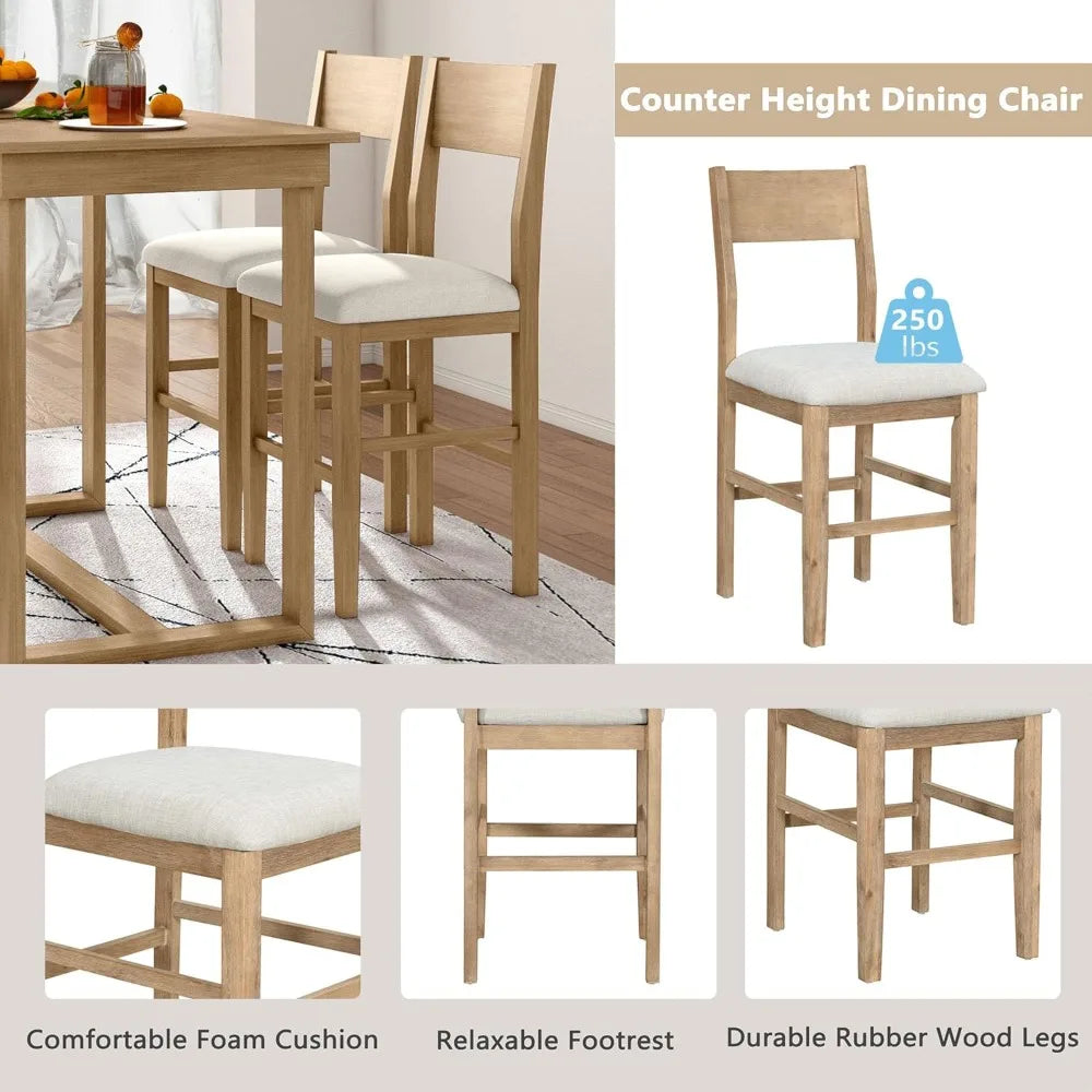 MKDK Counter Height Dining Set with Table for 4 Chairs