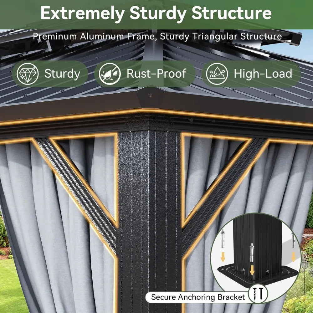 Gazebo With Double Galvanized Steel Roof And Breathable Net Curtain
