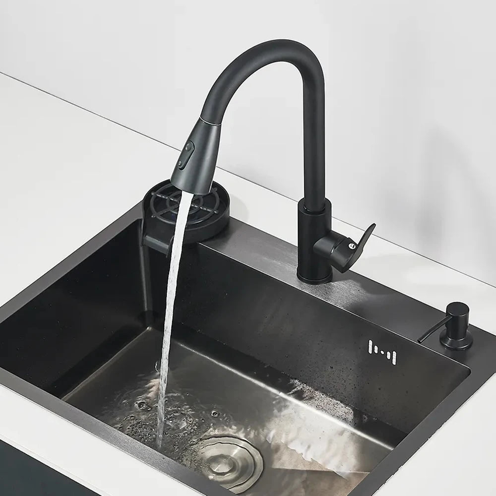 Stainless Steel Kitchen Sink With Integrated Faucet And Soap Dispenser