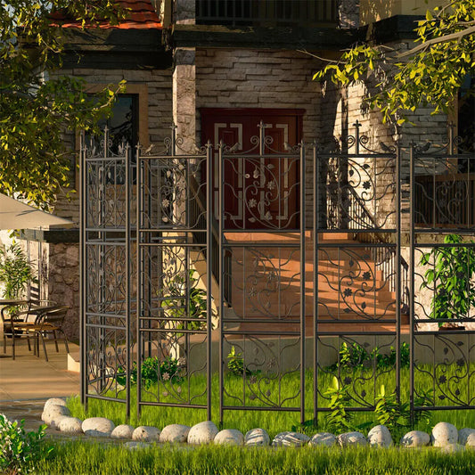 Thick Metal Garden Trellis Bird Leaf Grid Panel Fence Climbing Support Two Pack