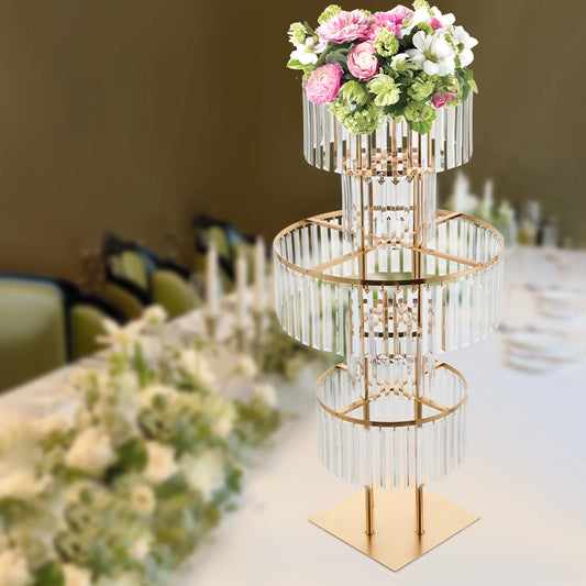 Five Tier Wedding Centerpiece Stand With Acrylic Flower Vases