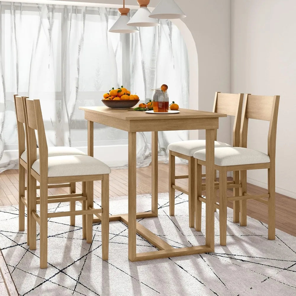 MKDK Counter Height Dining Set with Table for 4 Chairs