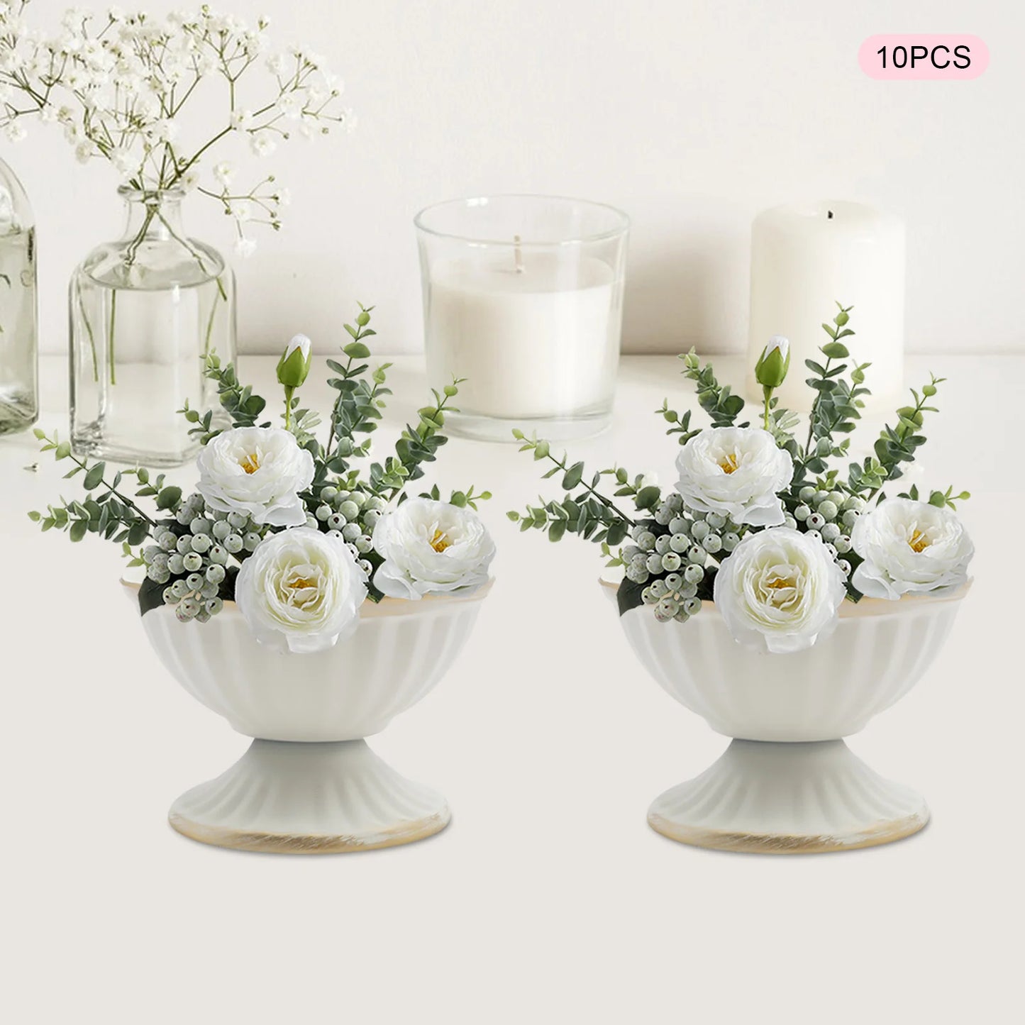 Bymaocar 10 Piece Iron Mini Vase Set for Wedding Decor