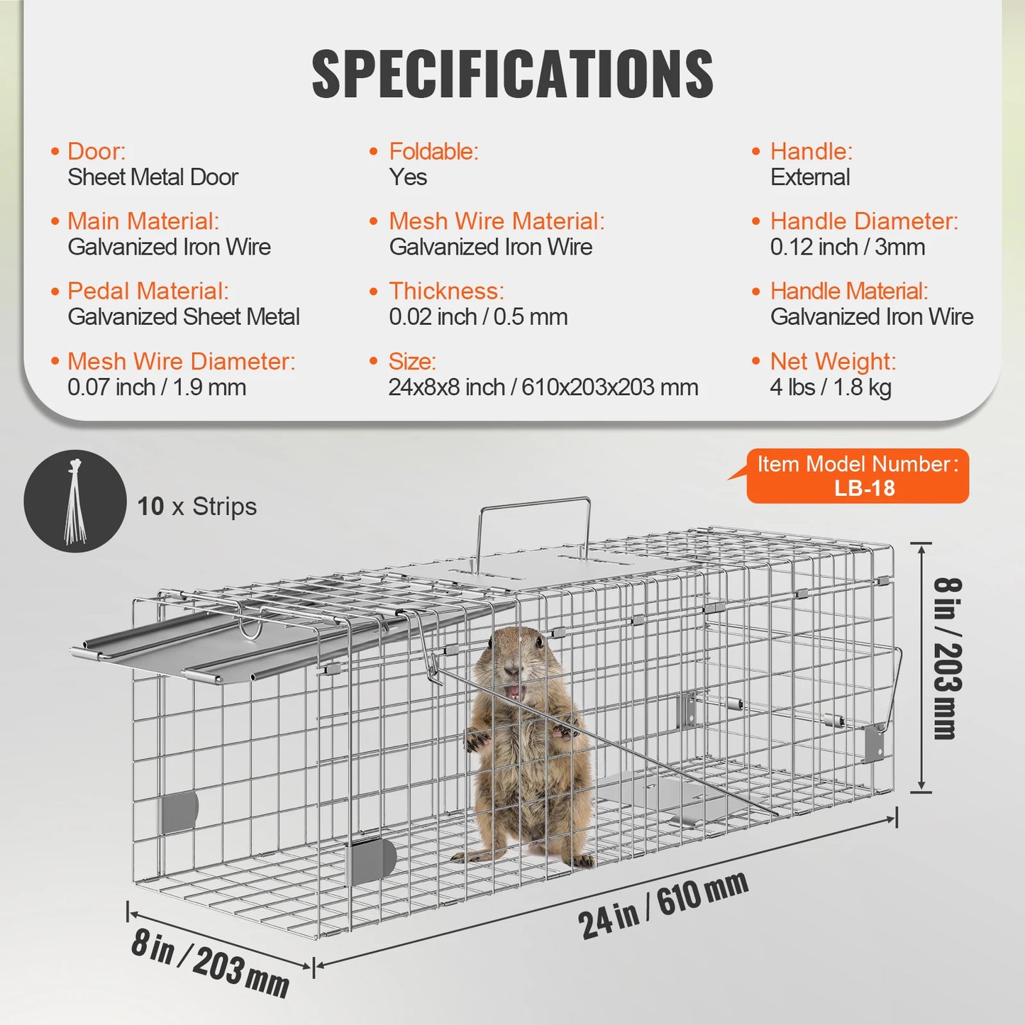 SucceBuy Live Animal Cage Trap Humane Rodent Catcher With Handle