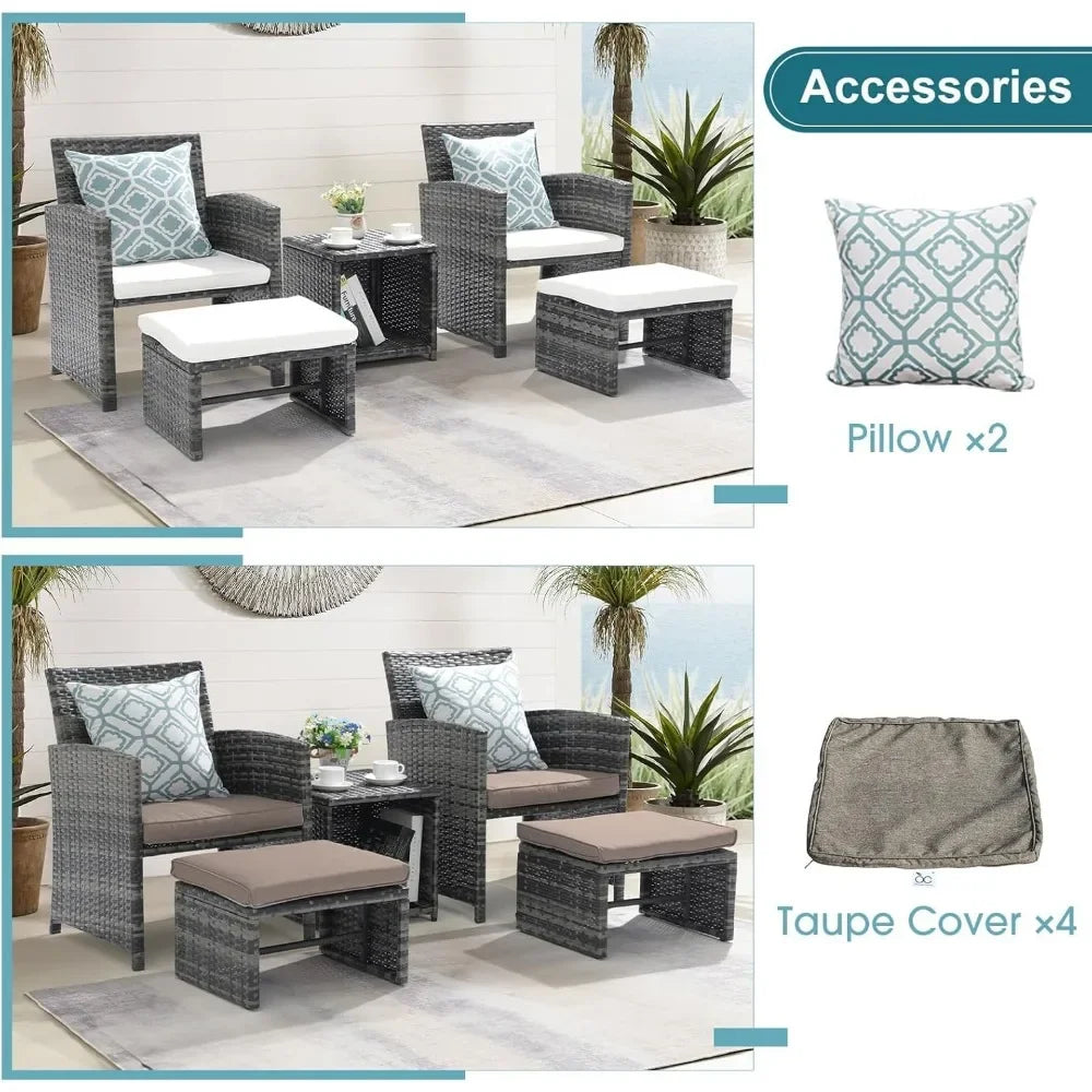 Guangbai 5 Piece Patio Furniture Set Wicker Outdoor