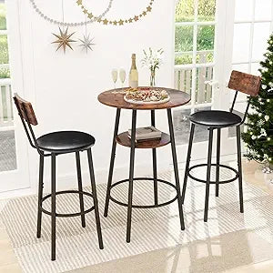 Dafify 3 Piece Round Bar Table and Chair Set