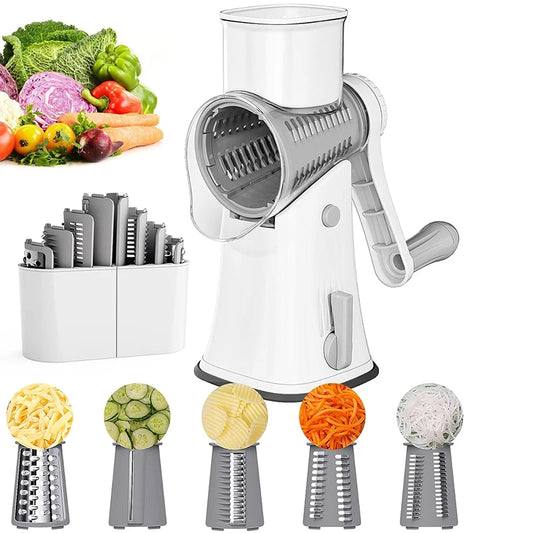 LMETJMA 5-In-1 Rotary Cheese Grater Shredder With Julienne Slicer