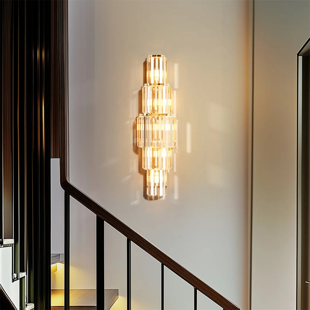 LUVODI Modern Crystal Wall Lamp 3 Layer Sconce With E14 LED