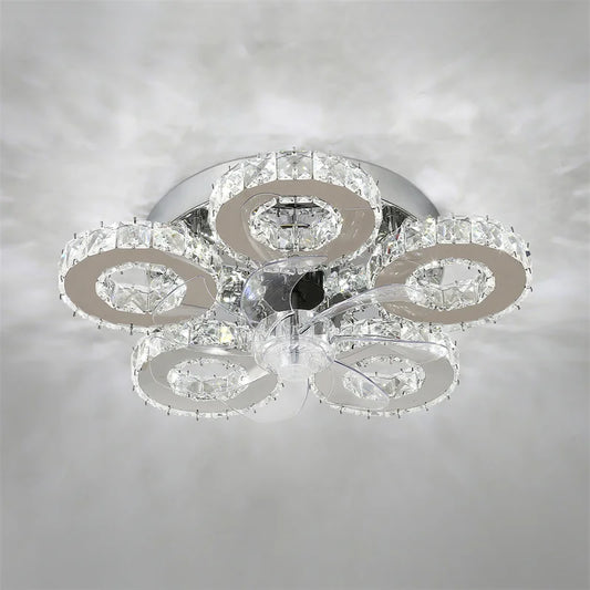 GreeLustr Crystal LED Ring Chandelier Stainless Steel