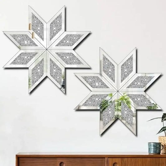 DUTRIEUX Crushed Diamond Wall Mirror Set Snowflake Design