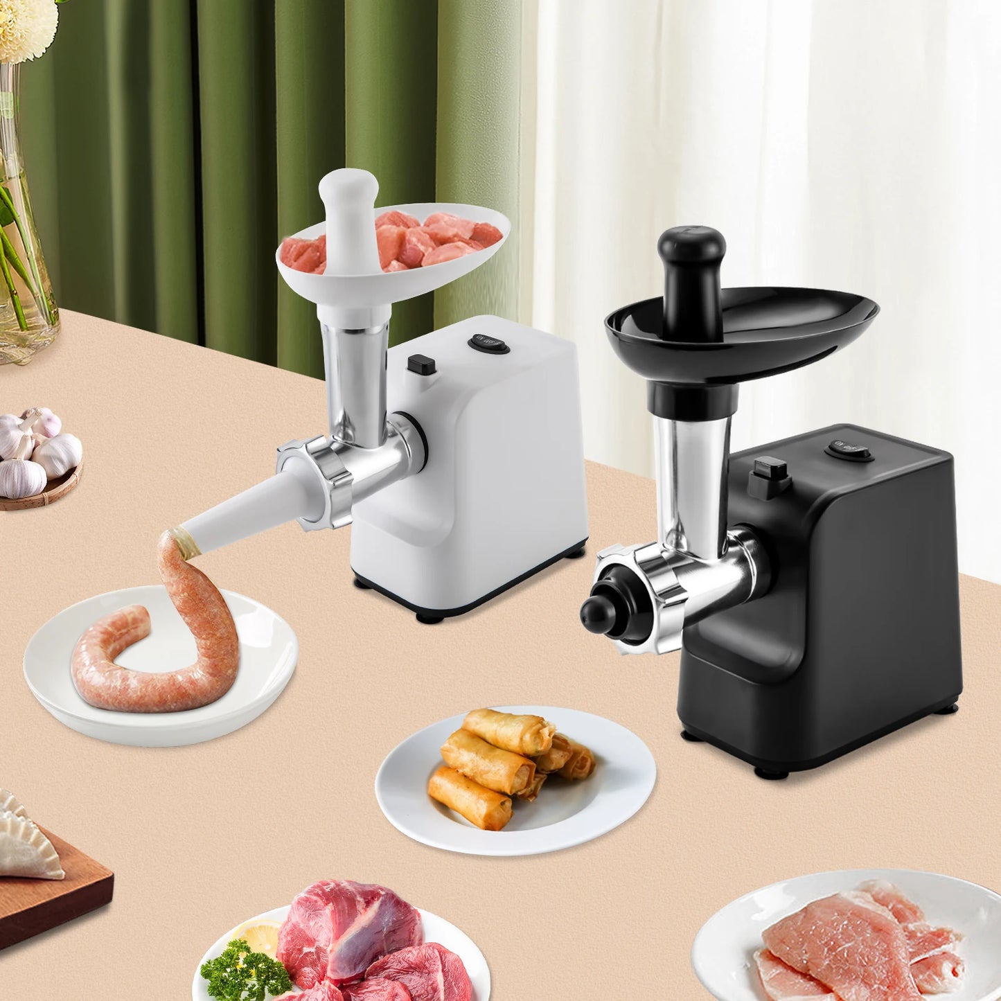 1000W Electric Sausage Stuffer And Meat Grinder With Grinding Plates
