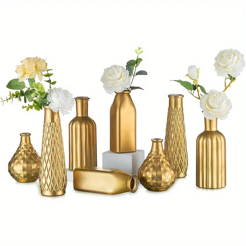 Function Cylindrical Glass Vase Gilded Finish Decorative