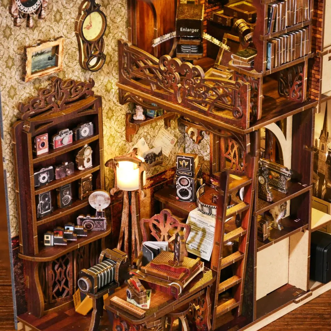 Booknook Kit DIY Wooden Puzzle Miniature House for Bookshelf Decor