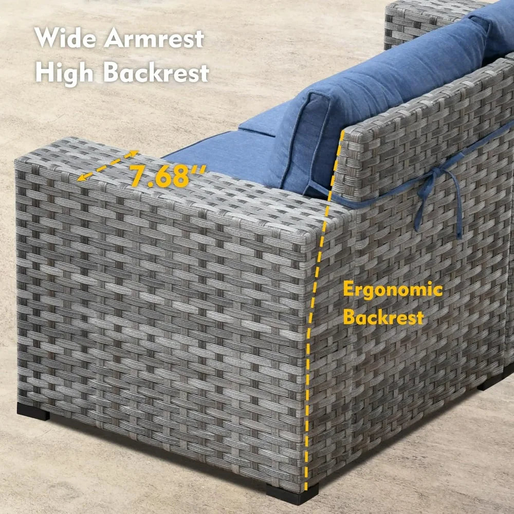 Angduo Outdoor Wicker Sectional Furniture Set All Weather
