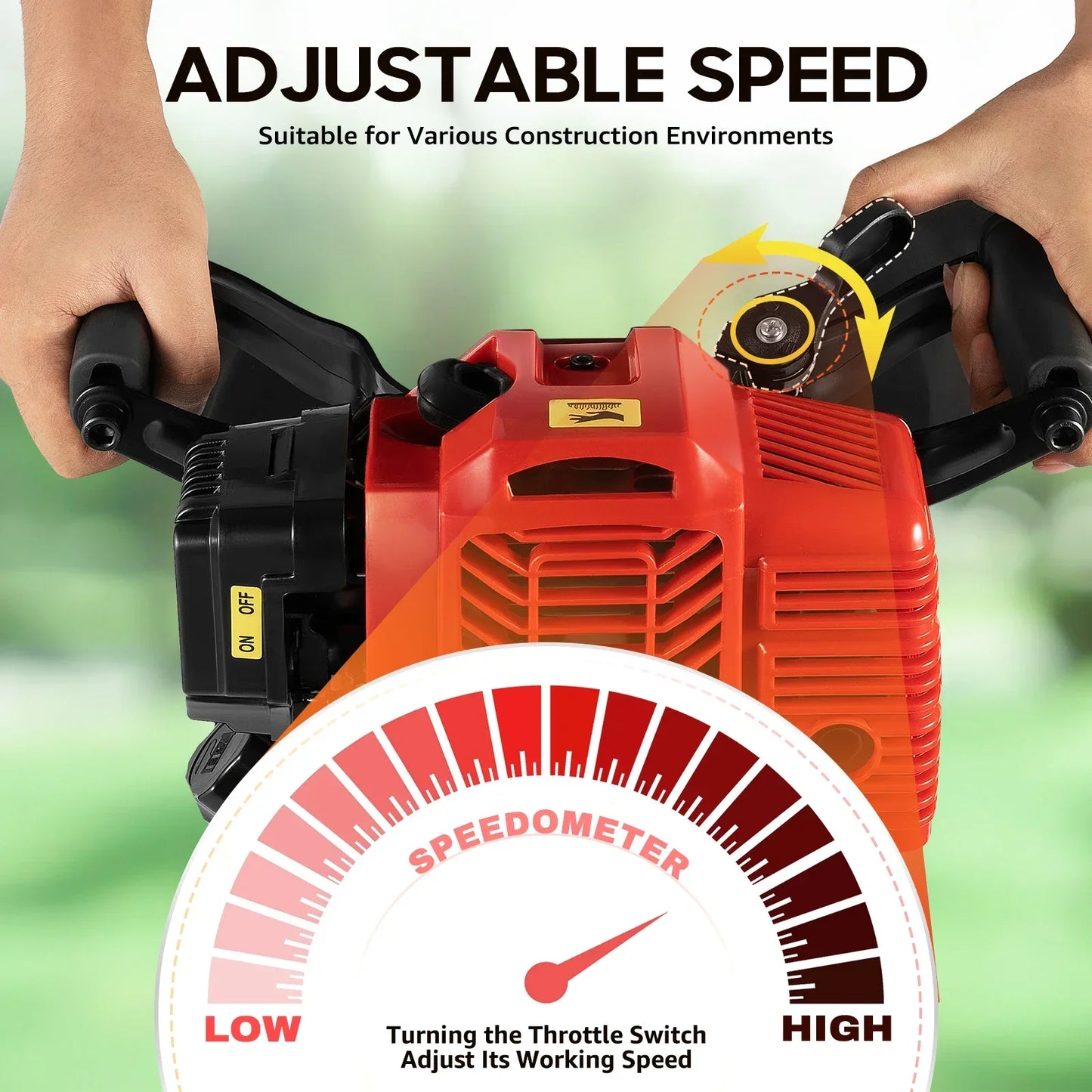 Gasoline Powered Tree Digger Machine 52CC 2 Stroke Engine With Adjustable Speed