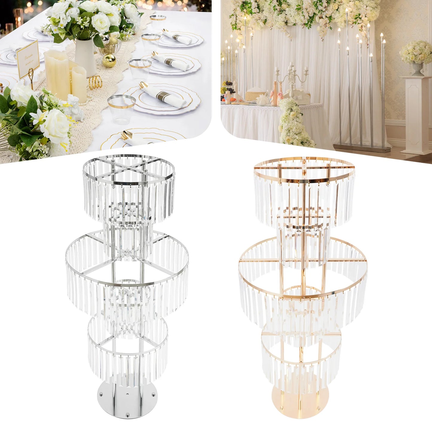 Five Tier Wedding Centerpiece Stand With Acrylic Flower Vases